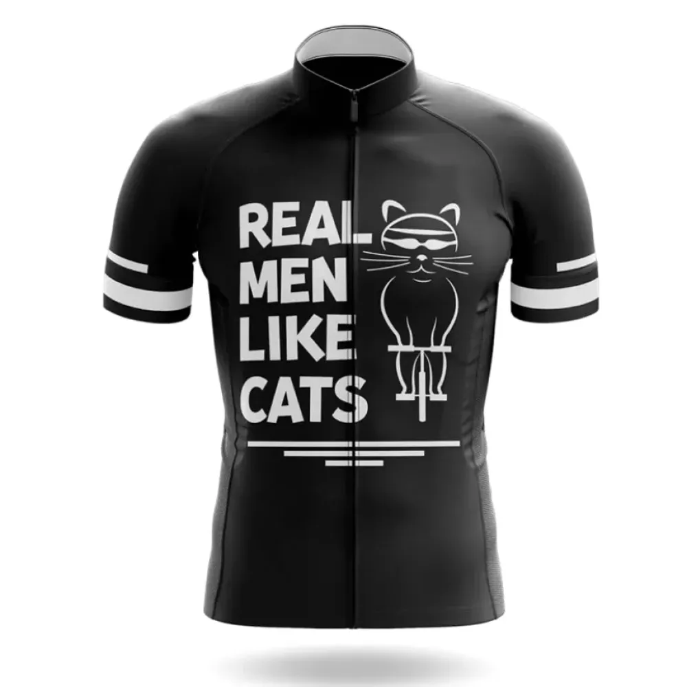 Real Men Like Cats Cycling Jersey Black/White/Grey