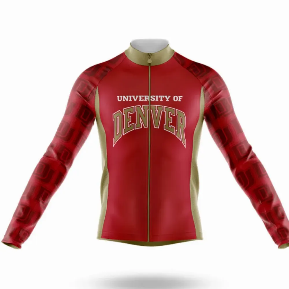 University of Denver Long Sleeve Cycling Jersey Maroon/Gold/Red