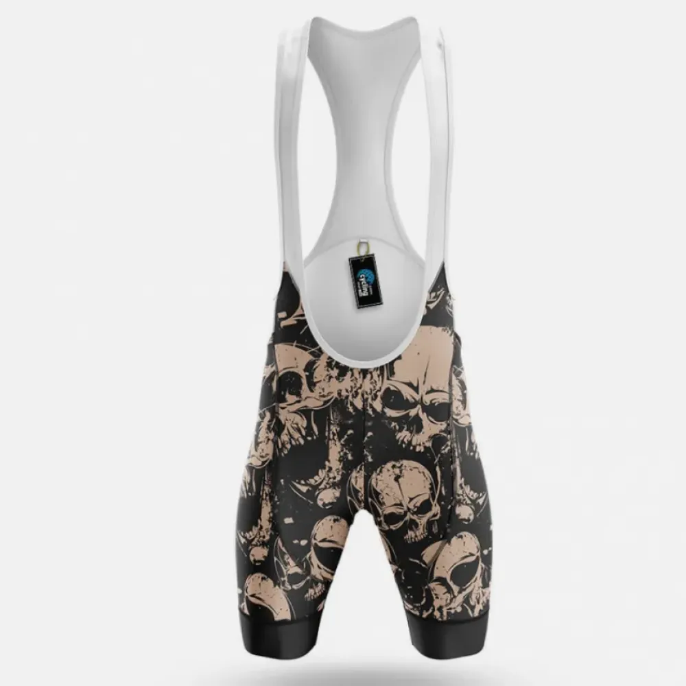 Cycling Bibs Retro Skull Black/Gold/White