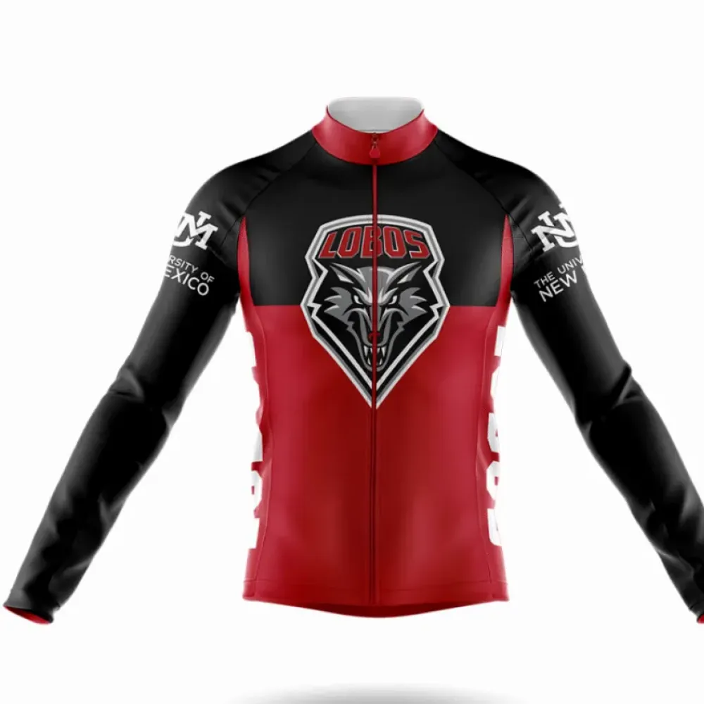 University of New Mexico Long Sleeve Cycling Jersey Black/Red/White