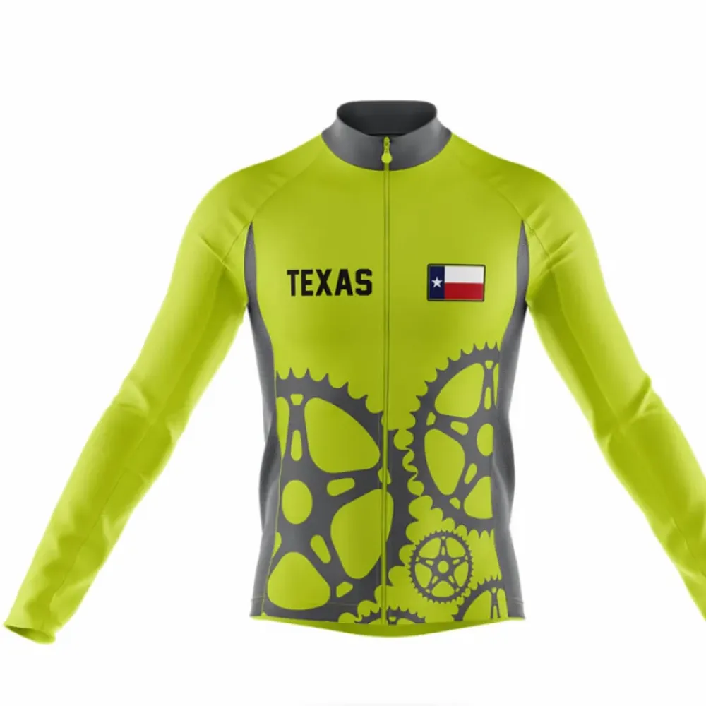 Texas S24 Long Sleeve Cycling Jersey Lime Green/Black/Grey