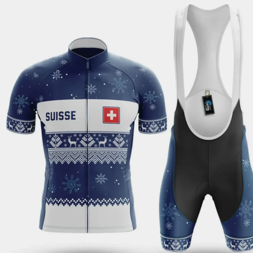 Cycling Kit Suisse Xmas Navy/White/Blue