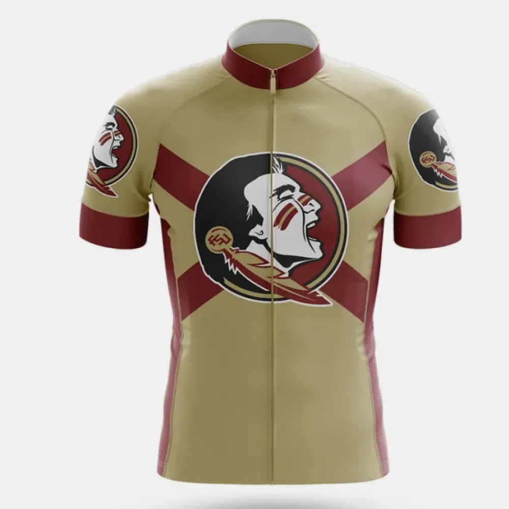 Florida State University FL Cycling Jersey Gold/Burgundy/Beige