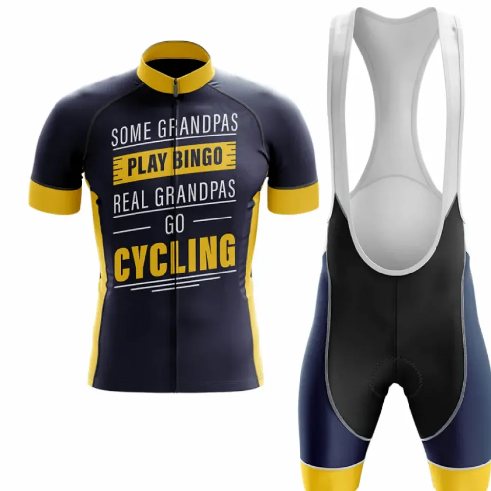 Real Grandpa Cycling Kit Full Set Navy/Yellow/White
