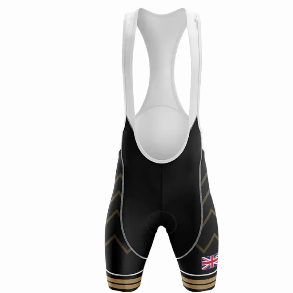 United Kingdom V17 Cycling Bibs British Flag Black/Gold/White