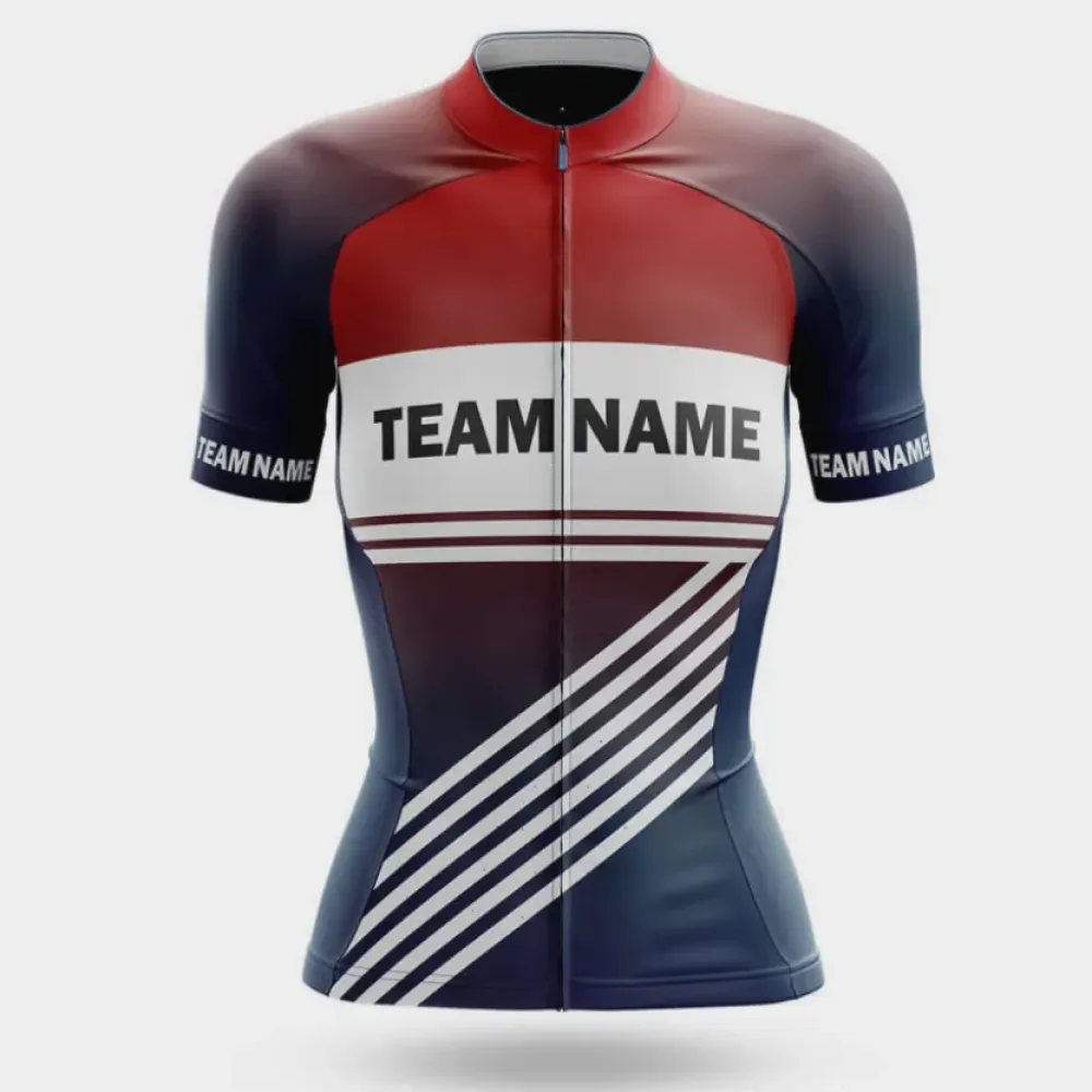 Custom Team Name S3 Women's Cycling Jersey Navy/Red/White