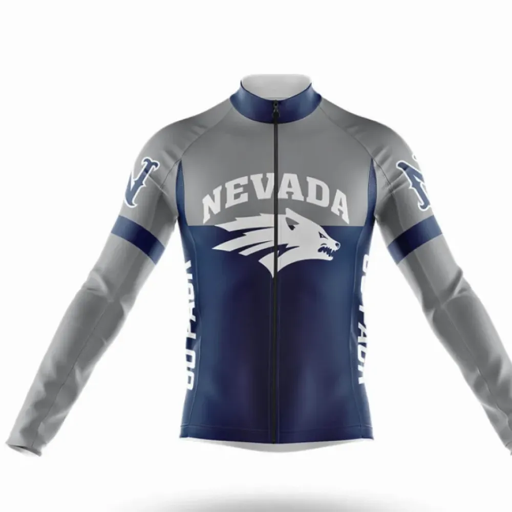 University of Nevada Long Sleeve Cycling Jersey Ver.2 Wolf Navy/Grey/White