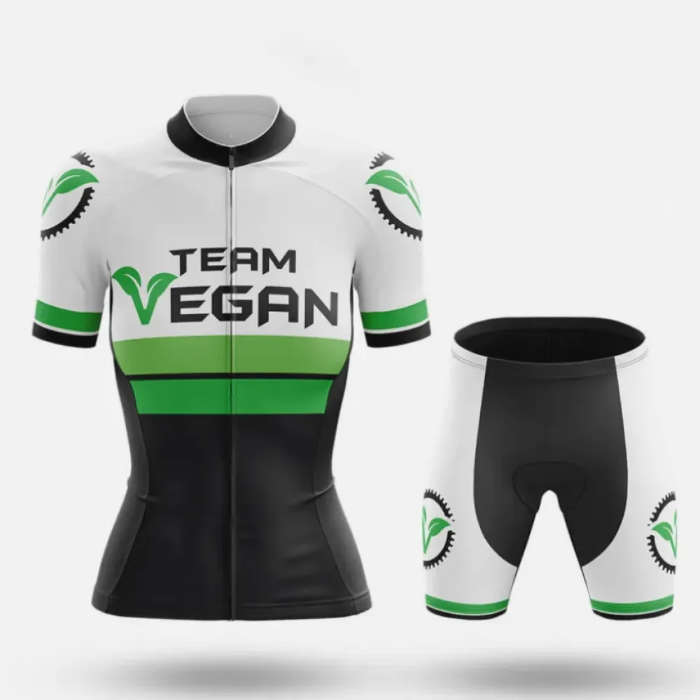Team Vegan Women's Cycling Kit Black/White/Green