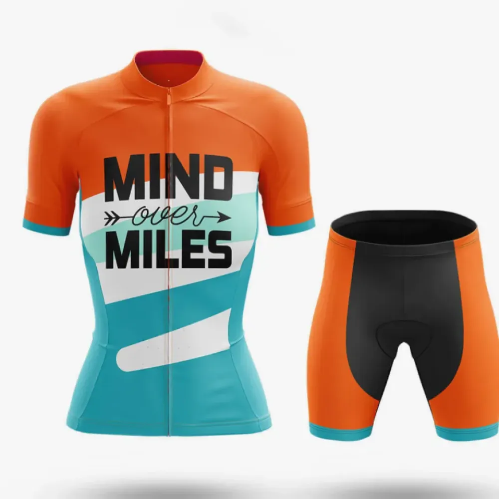 Mind Over Miles Women Cycling Kit Orange/Teal/White