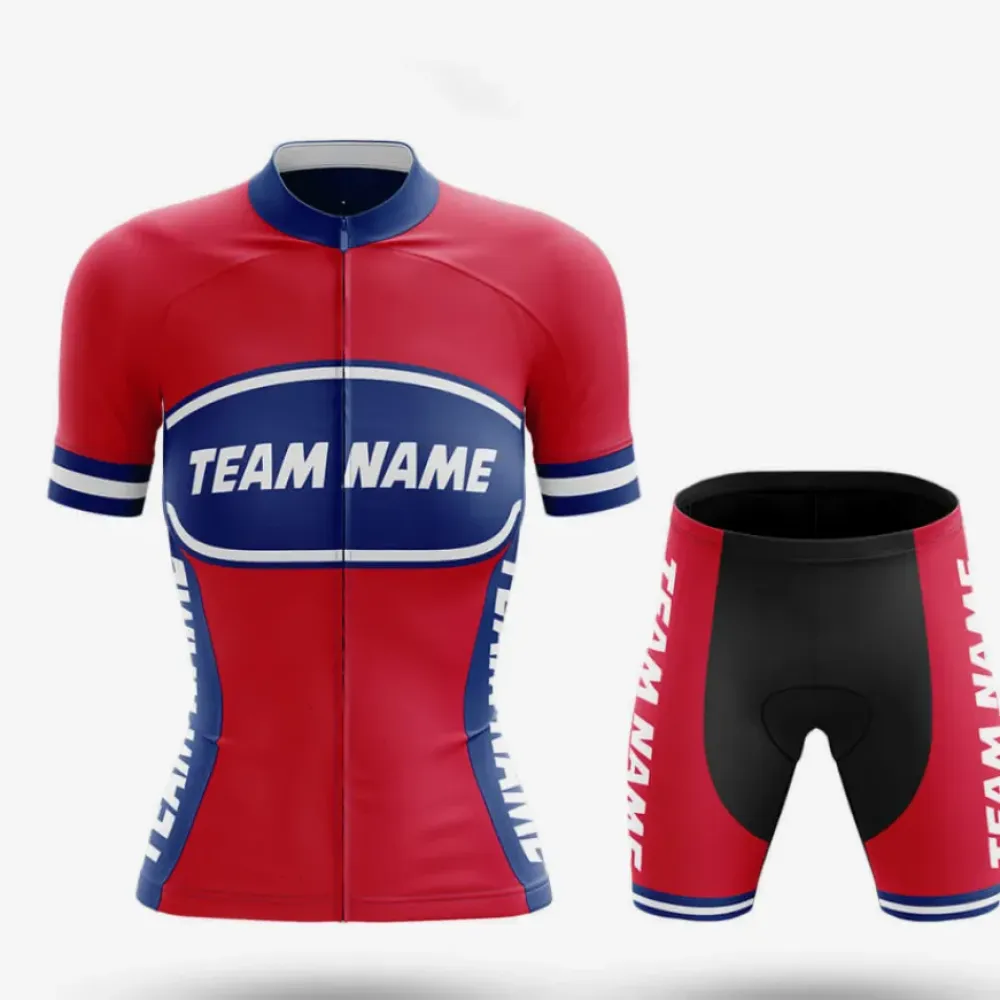 Custom Team Name M30 Women's Cycling Kit Red/Blue/White
