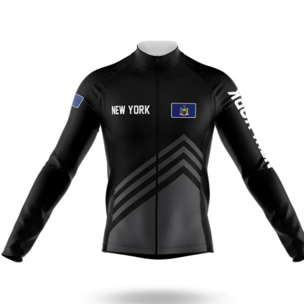 New York S4 Black Cycling Jersey Long Sleeve Blue/Black/White