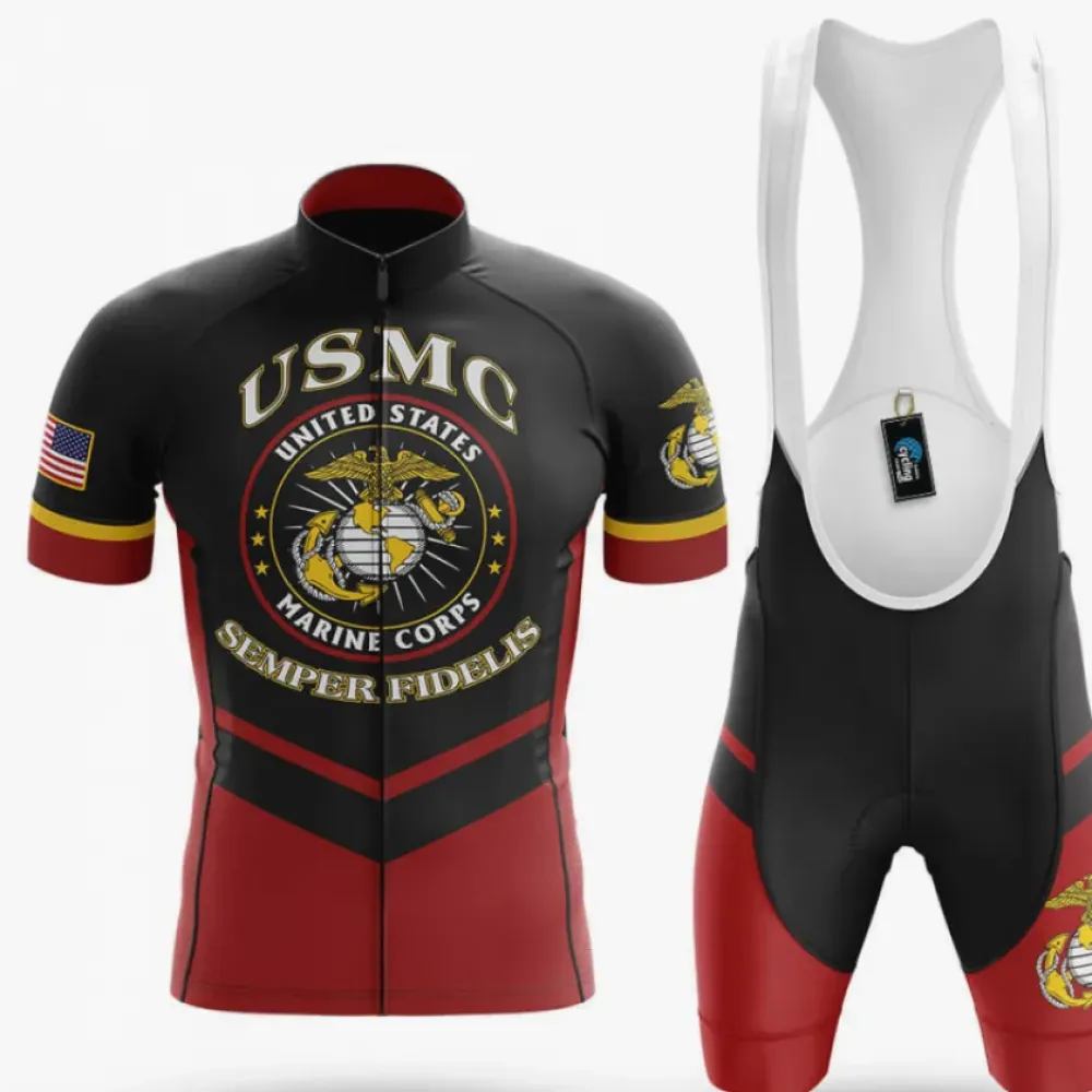 U.S Marine Corps Cycling Kit Full Set Ver.3 Military Style Black/Red/Gold