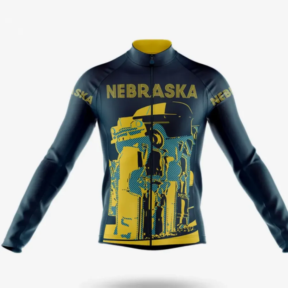 Nebraska Symbol Cycling Jersey Yellow/Black/Grey