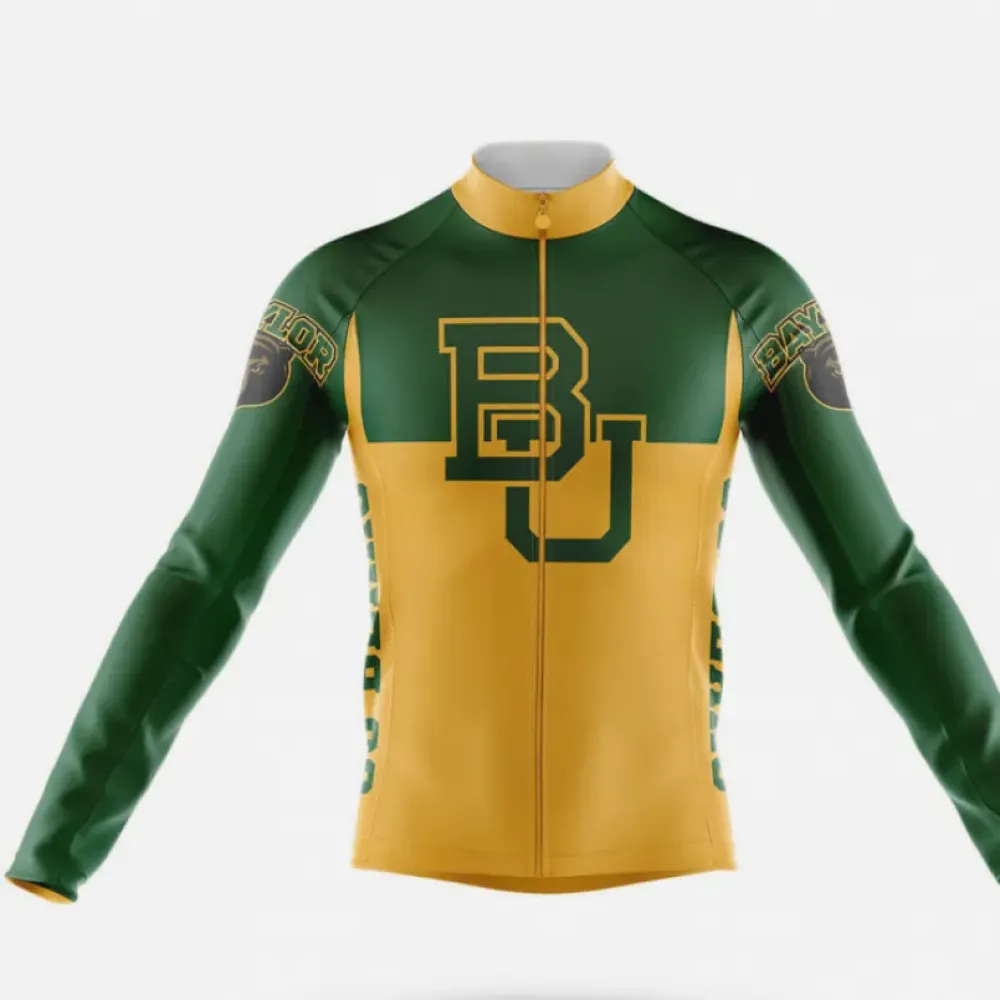 Baylor University Long Sleeve Cycling Jersey Green/Yellow/Gold