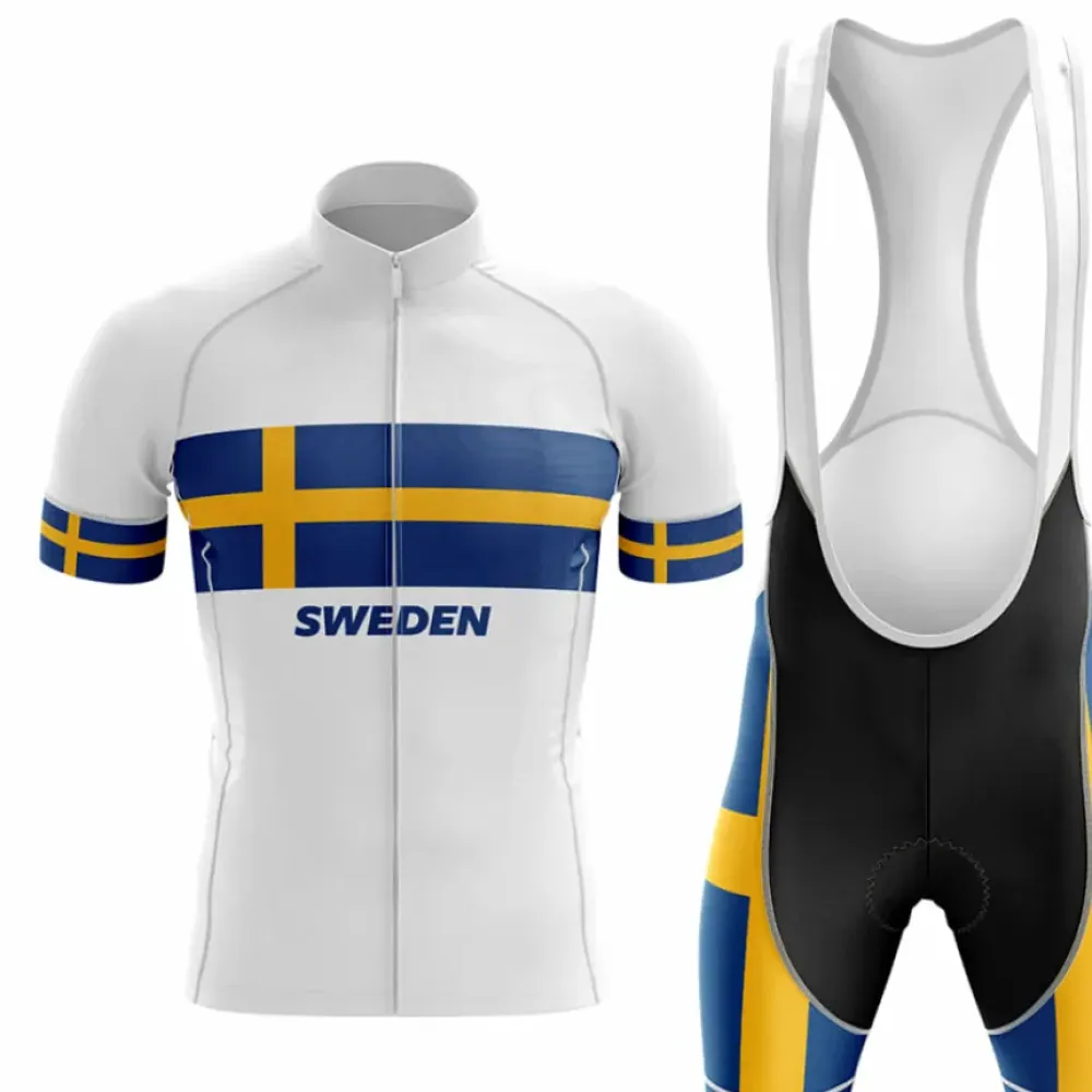 Sweden V4 Cycling Kit Swedish Flag White/Blue/Gold
