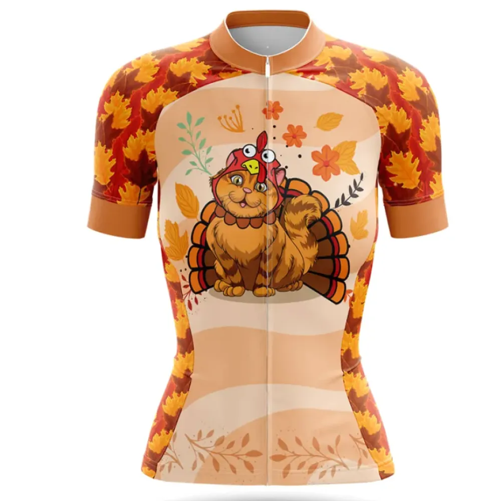 Cat Turkey Cycling Jersey Brown/Orange/Gold