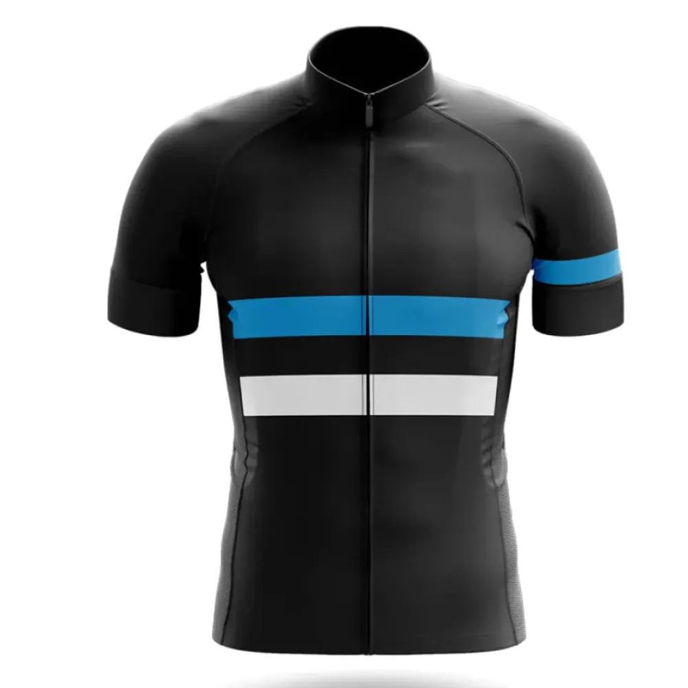 Cycling Jersey Blue White Lines Black/White/Blue