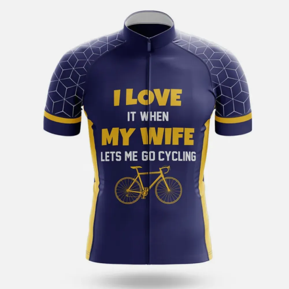 V9 Cycling Jersey I Love My Wife Navy/Yellow/Blue
