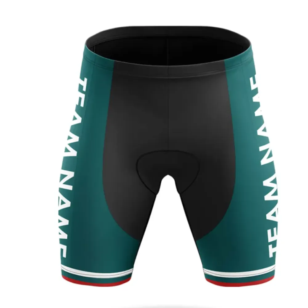 Custom Team Name M7 Women's Cycling Shorts Green/Red/Black