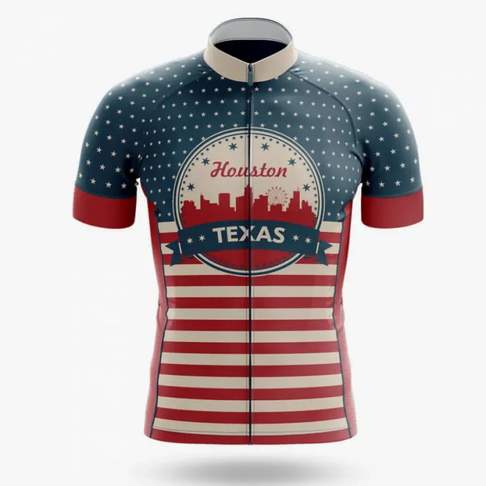RetroSpin Houston Cycling Jersey American Flag Navy/Red/White