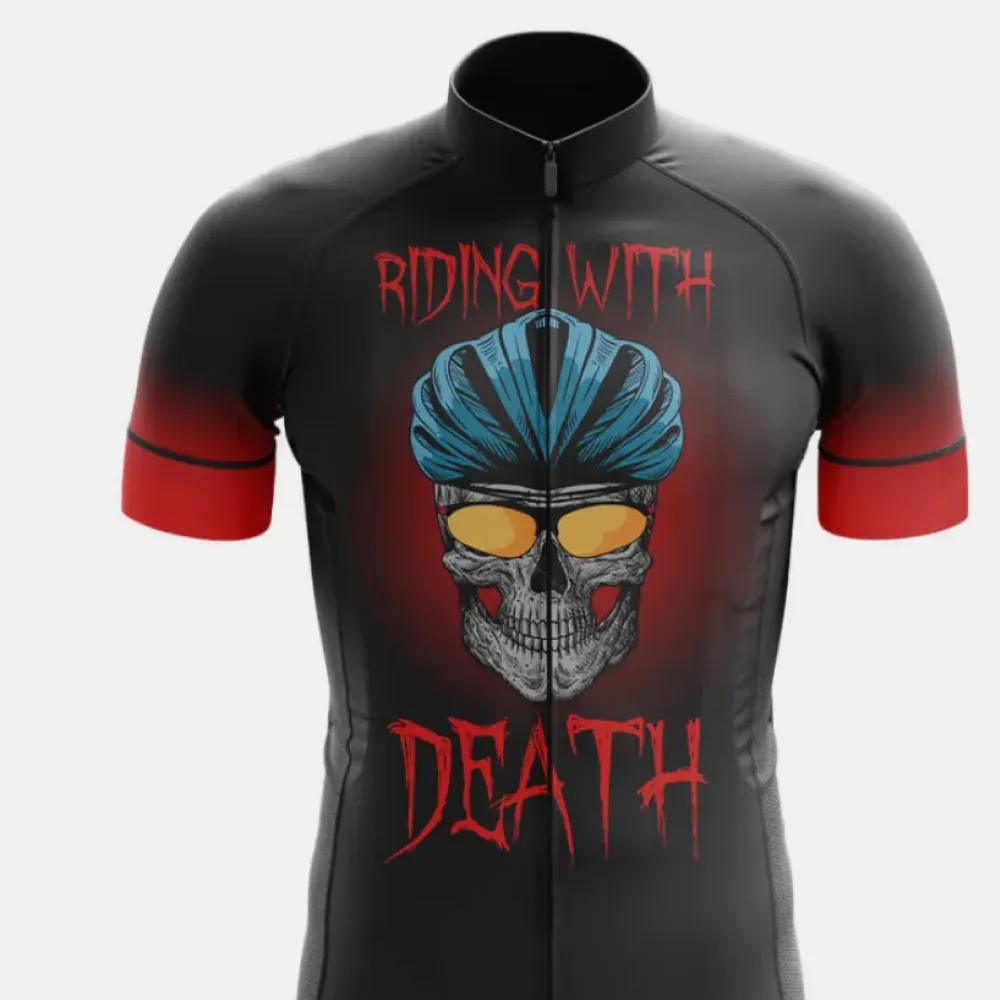 Riding With Death Cycling Jersey Skull Black/Red/Grey