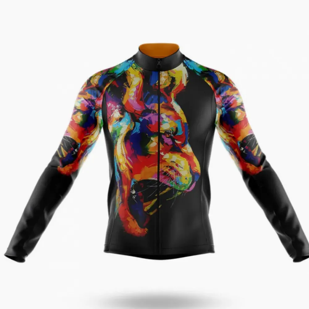 Lion Long Sleeve Cycling Jersey Ver.2 Colorful Black/Orange/Purple