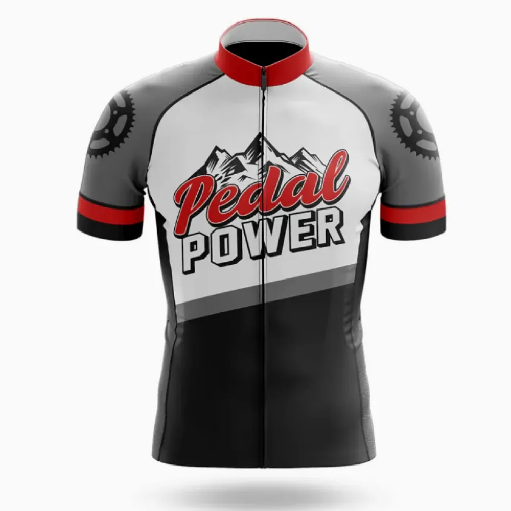 Pedal Power V7 Cycling Jersey Black/Red/White