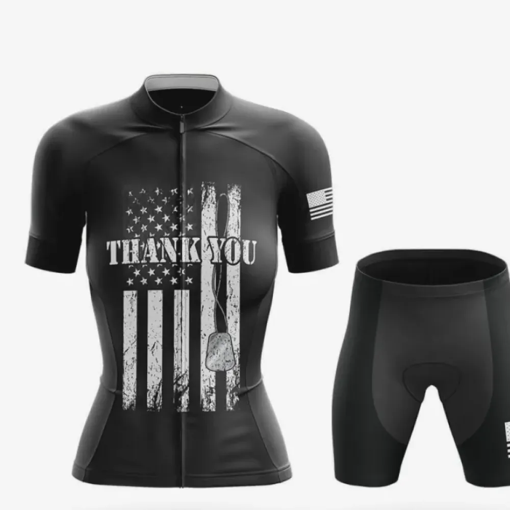 Women's Cycling Kit Thank You Black/White/Grey