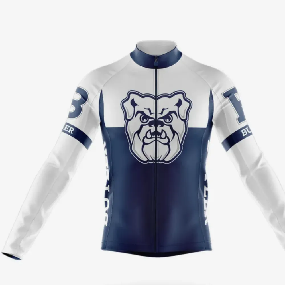 Butler University Long Sleeve Cycling Jersey Ver.2 Bulldog Navy/White/Grey