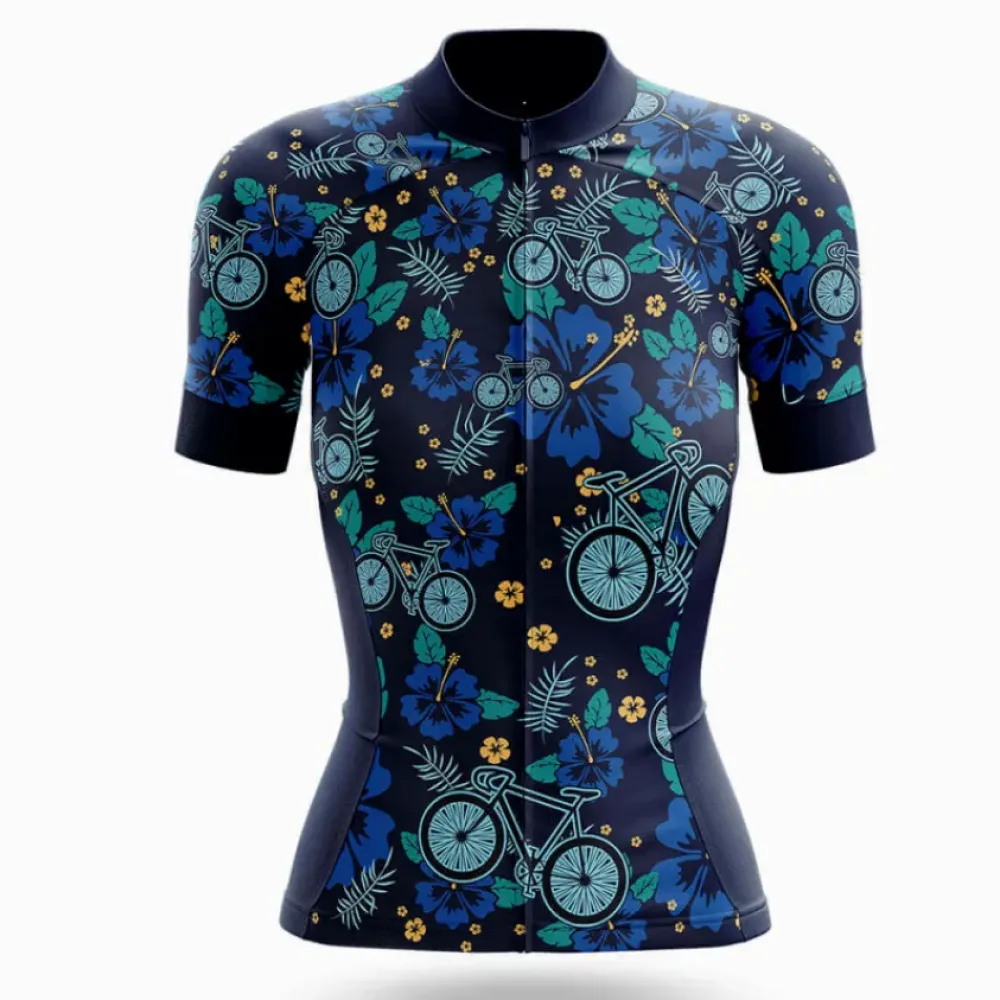 Hawaiian Style V1 Floral Bicycle Navy/Teal/Gold