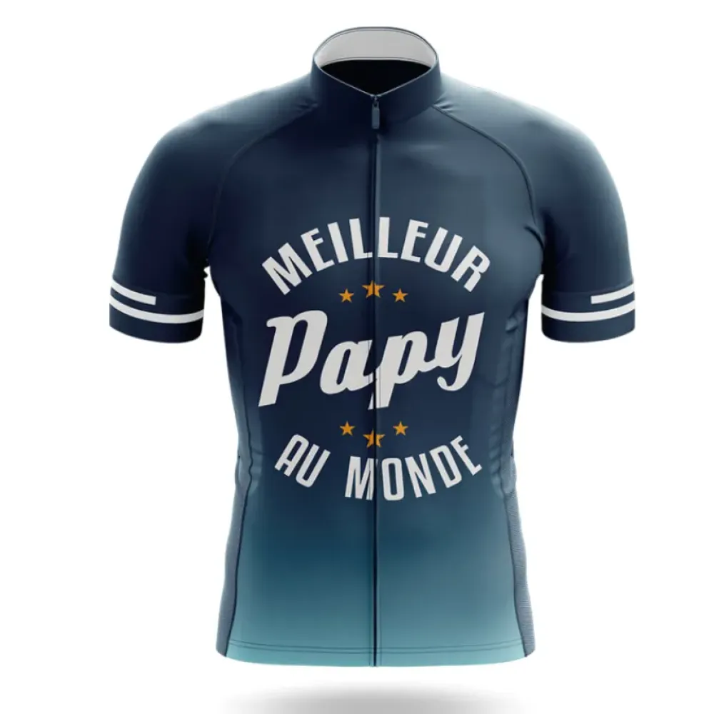 Meilleur Papy Cycling Jersey Navy/Teal/Grey