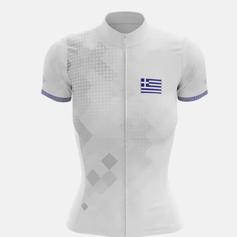 Greece Women Cycling Jersey White/Blue/Grey