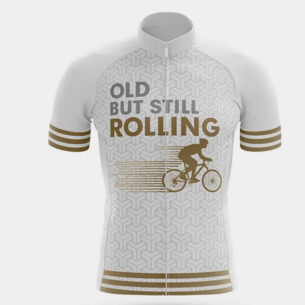 Old But Still Rolling Cycling Jersey White/Gold/Silver
