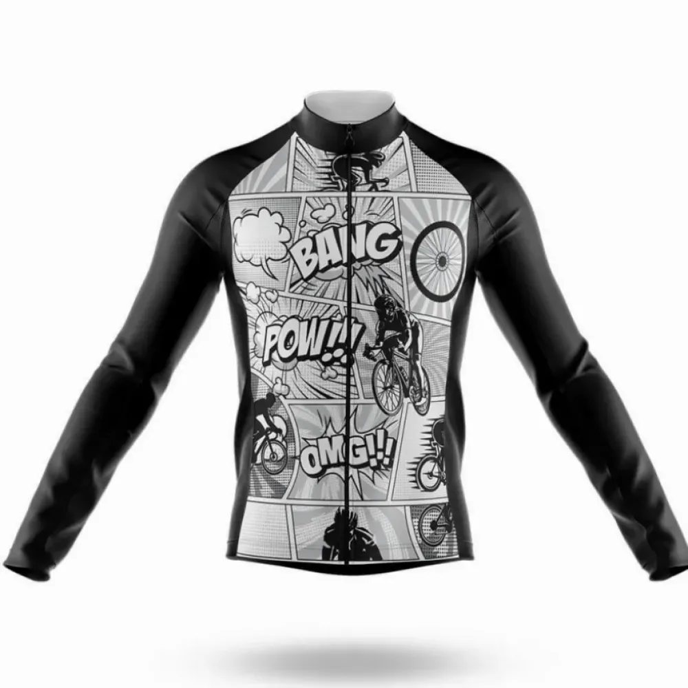 Bang Pow Long Sleeve Cycling Jersey Black/White/Grey