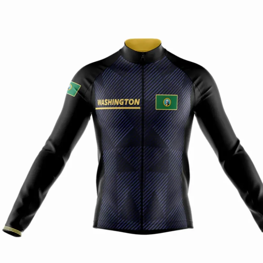 Washington S2 Long Sleeve Cycling Jersey Navy/Gold/Black
