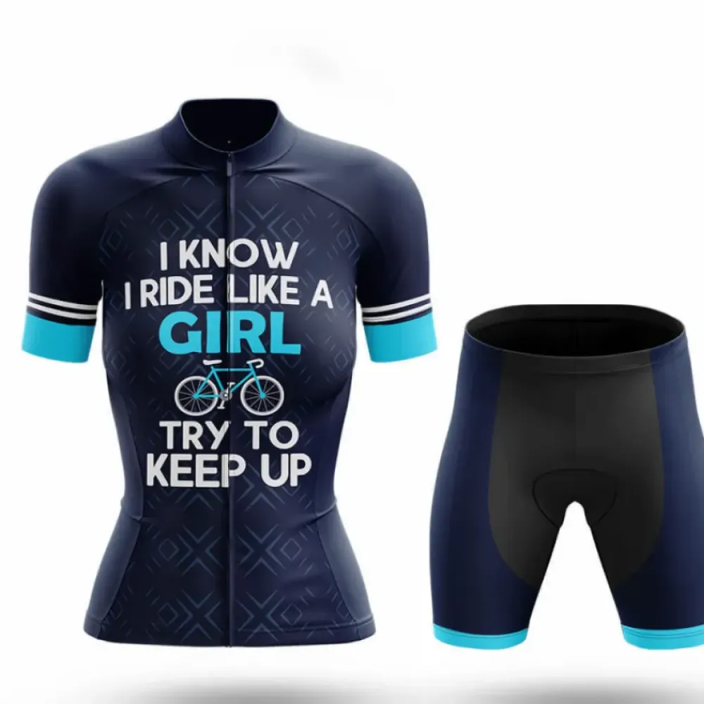 Like A Girl Women's Cycling Kit Navy/Teal/White