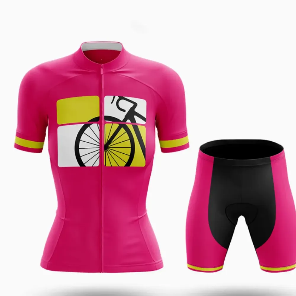 Ride Freely Women's Cycling Kit Pink/Yellow/Black