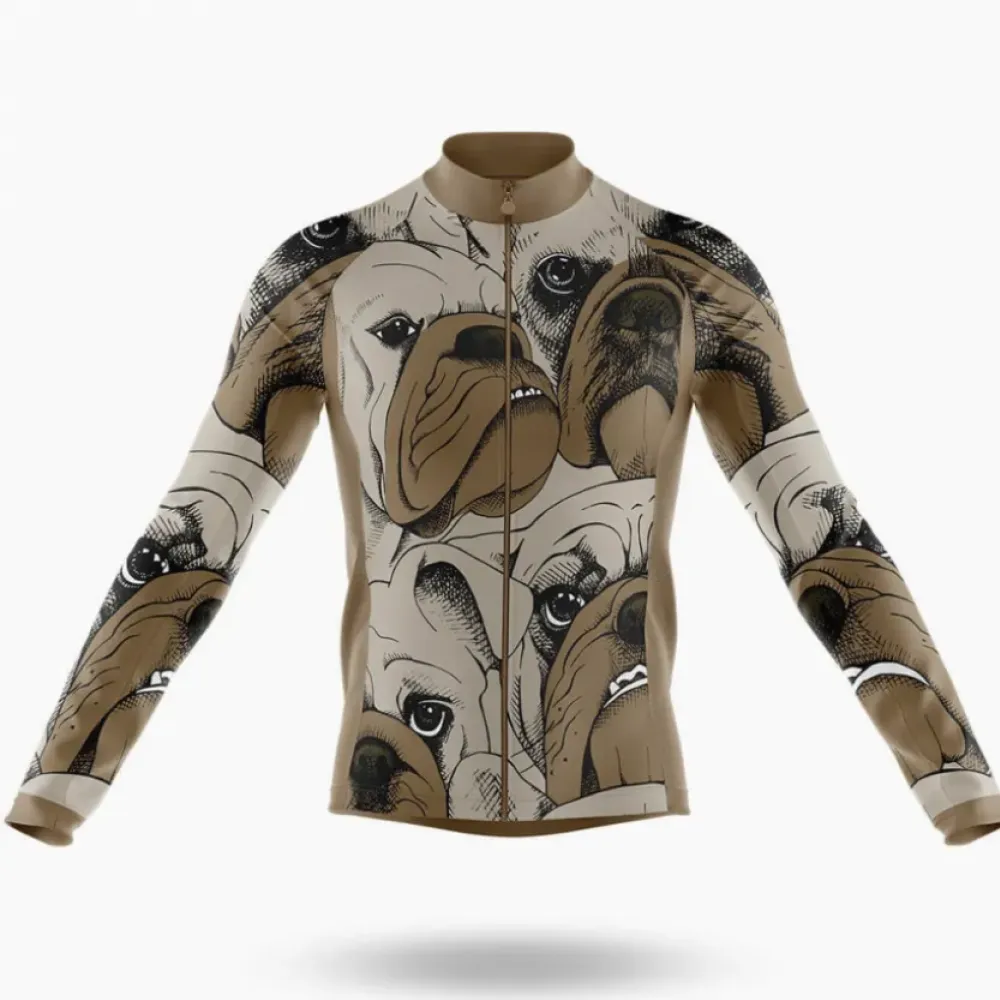 Bulldog Long Sleeve Cycling Jersey Colorful Brown/Tan/Beige
