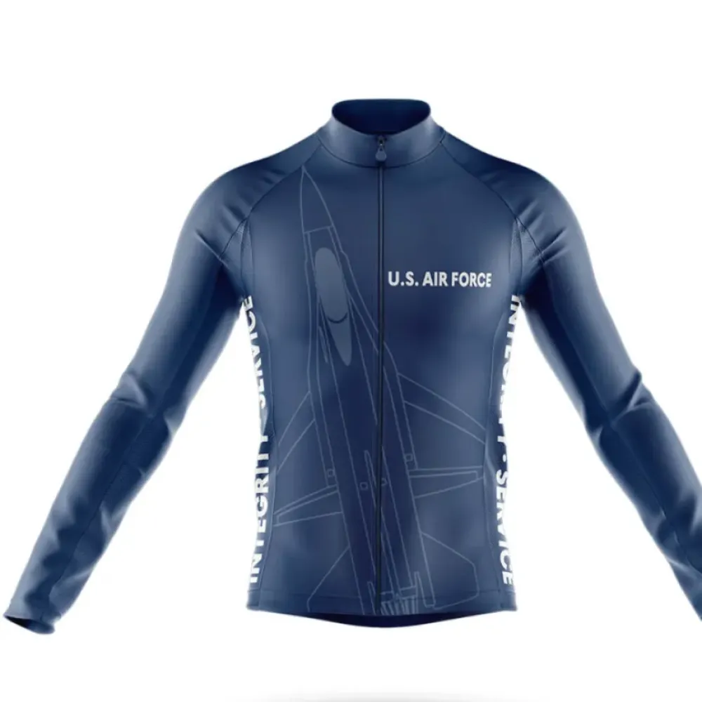 Air Force Aim High Long Sleeve Cycling Jersey Navy/White/Grey