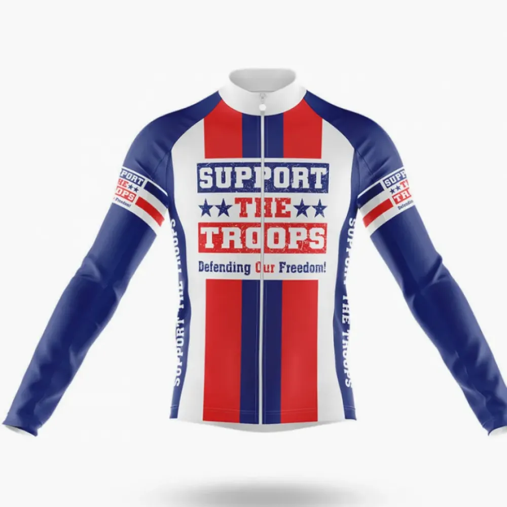 Support The Troops Long Sleeve Cycling Jersey Navy/Red/White