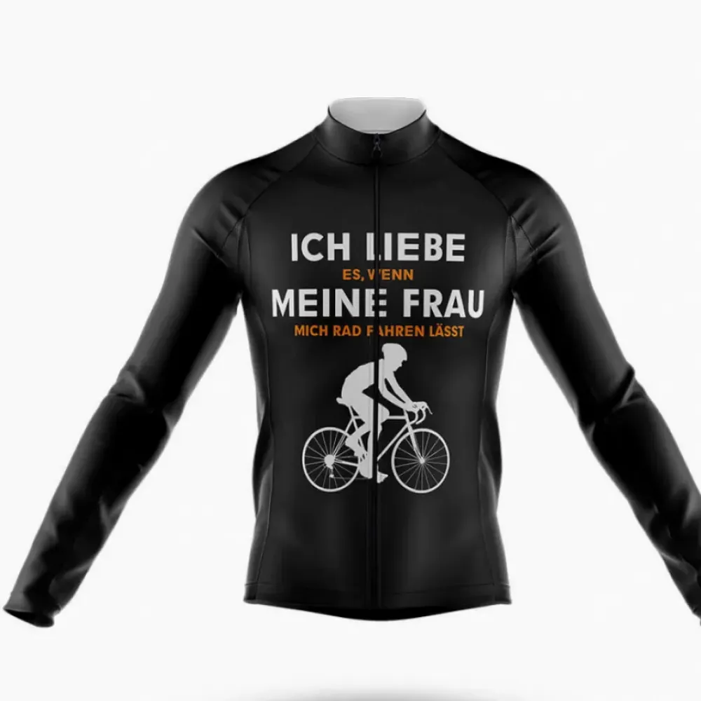 Cycling Jersey Ich Liebe Meine Frau Black/Orange/White