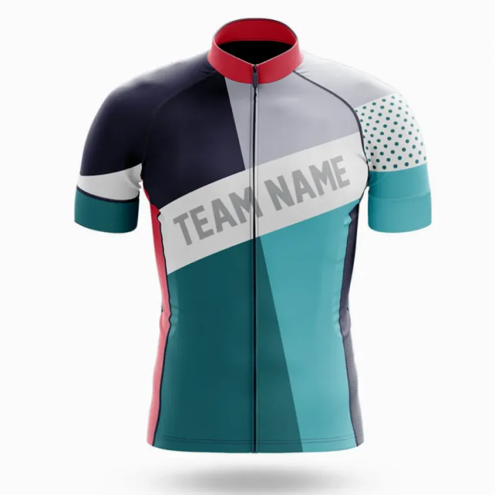 Custom Team Name M32 Cycling Jersey Colorful Teal/Red/Grey