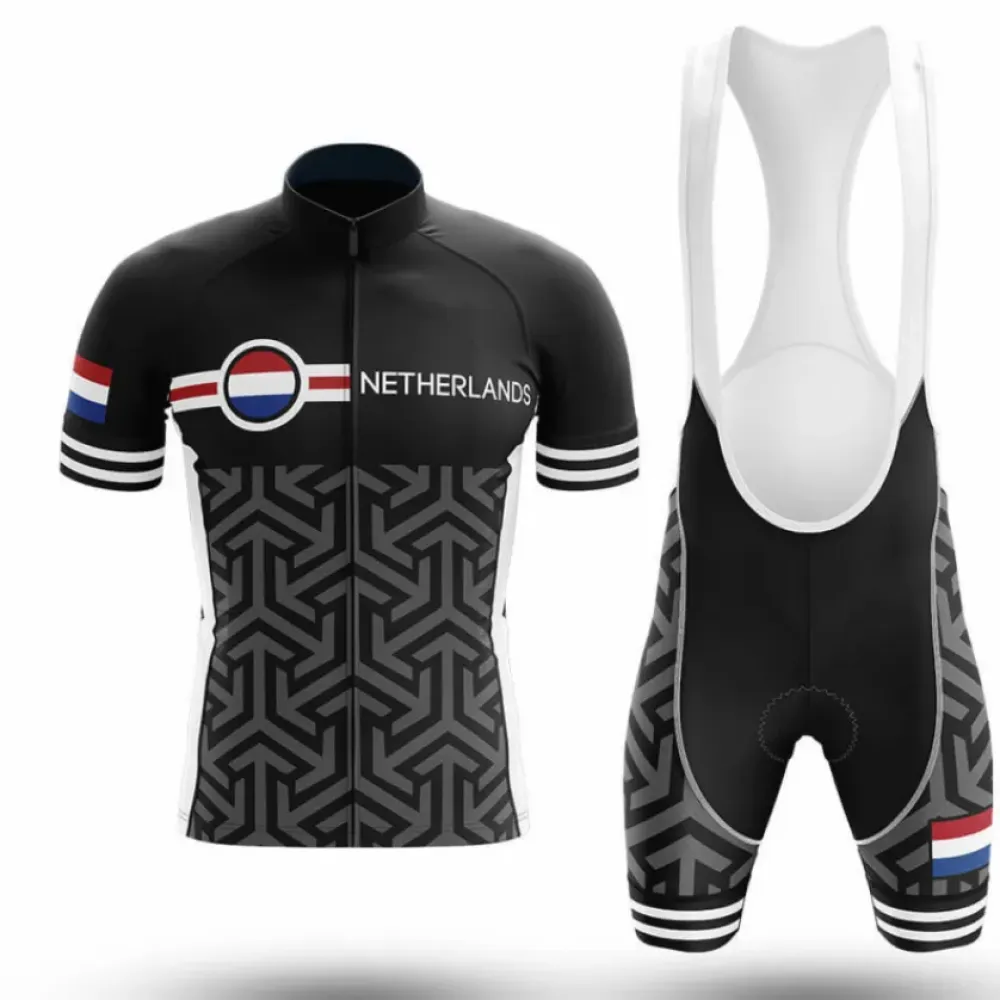 Netherlands V18 Cycling Kit Geometric Black/White/Red