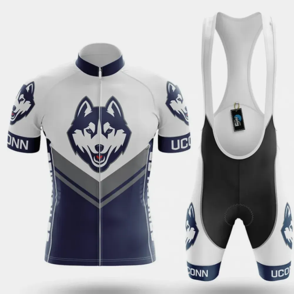 University of Connecticut Cycling Kit Full Set Ver.3 Wolf Logo White/Blue/Grey