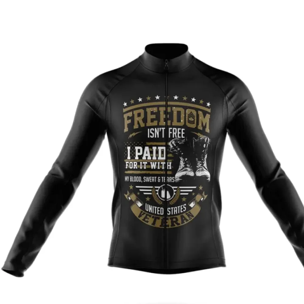 US Veteran Paid For It Black/Gold/White Long Sleeve Cycling Jersey