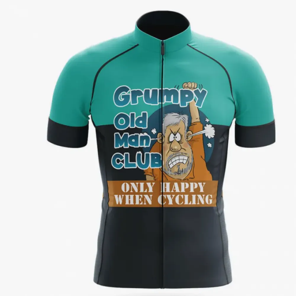 Grumpy Old Man Cycling Jersey Happy Teal/Black/Brown