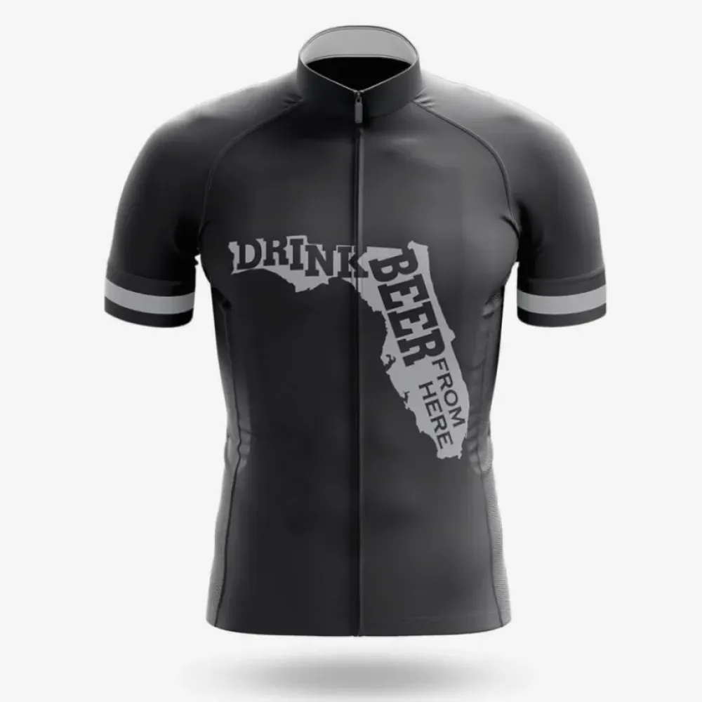 Drink Beer From Here Cycling Jersey Breathable Black/Gray/White