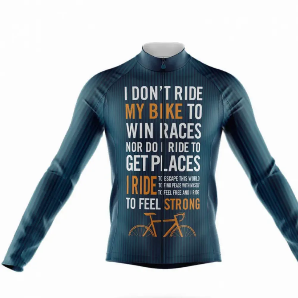 Ride My Bike Long Sleeve Cycling Jersey Ver.3 Peaceful Ride Navy/Orange/White