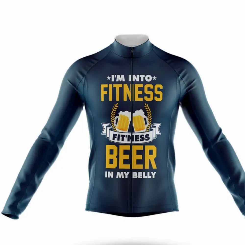 Cycling Jersey Fitness Navy/Gold/Long Sleeve