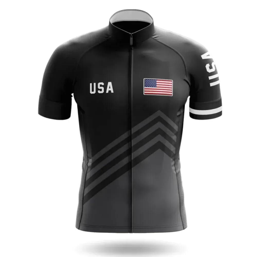 USA S5 Black Cycling Jersey Black/Gray/White
